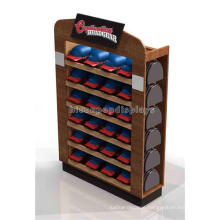 Creative Handmade Floor Standing Retail Store 6-Tier Promotional Custom Solid Wood Hat Display Rack